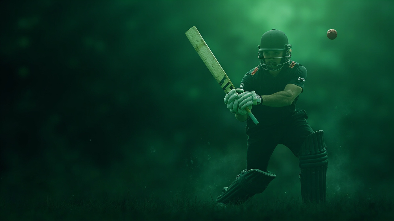Fantasy Cricket Match Prediction guide, deep forest green editorial sports photography