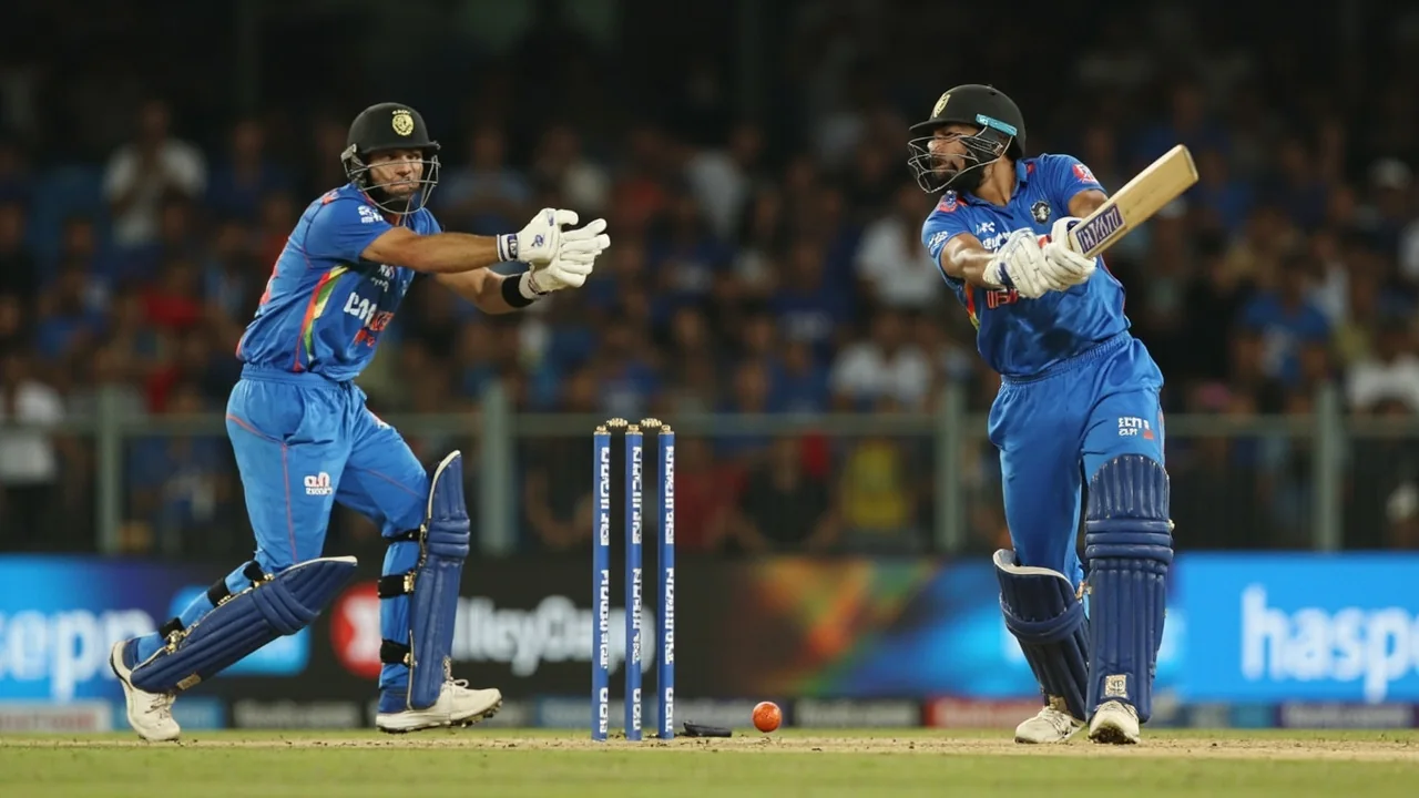 An India fielder in the deep during a one-day international against New Zealand in the January 2026 ODI series