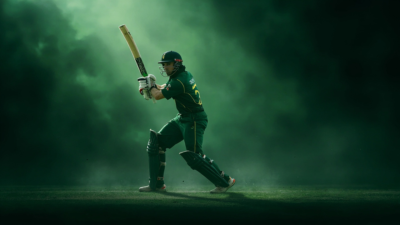 Fantasy Cricket Responsible Play guide, deep forest green editorial sports photography